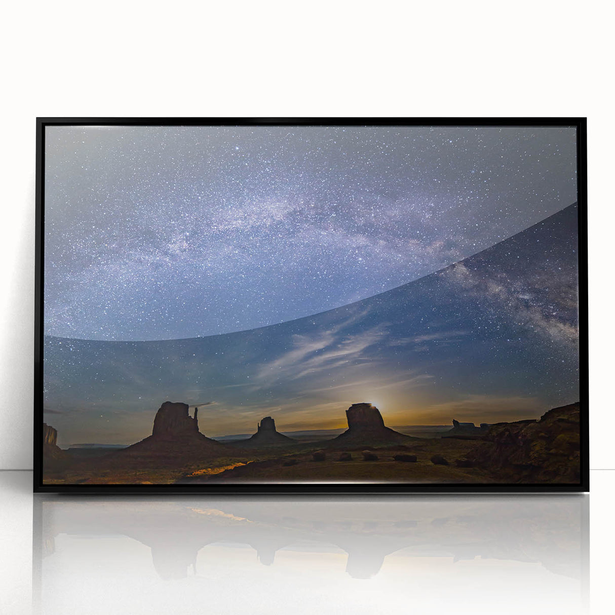 Milky Way Over Desert Monuments Art - Cosmic Night Sky Wall Decor