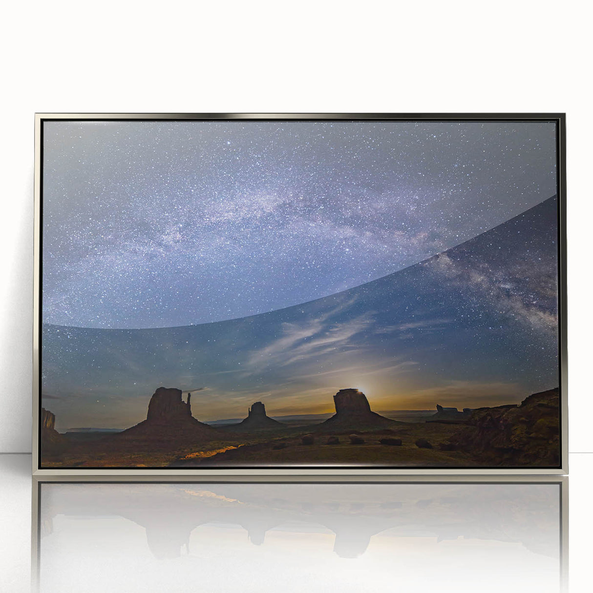 Milky Way Over Desert Monuments Art - Cosmic Night Sky Wall Decor