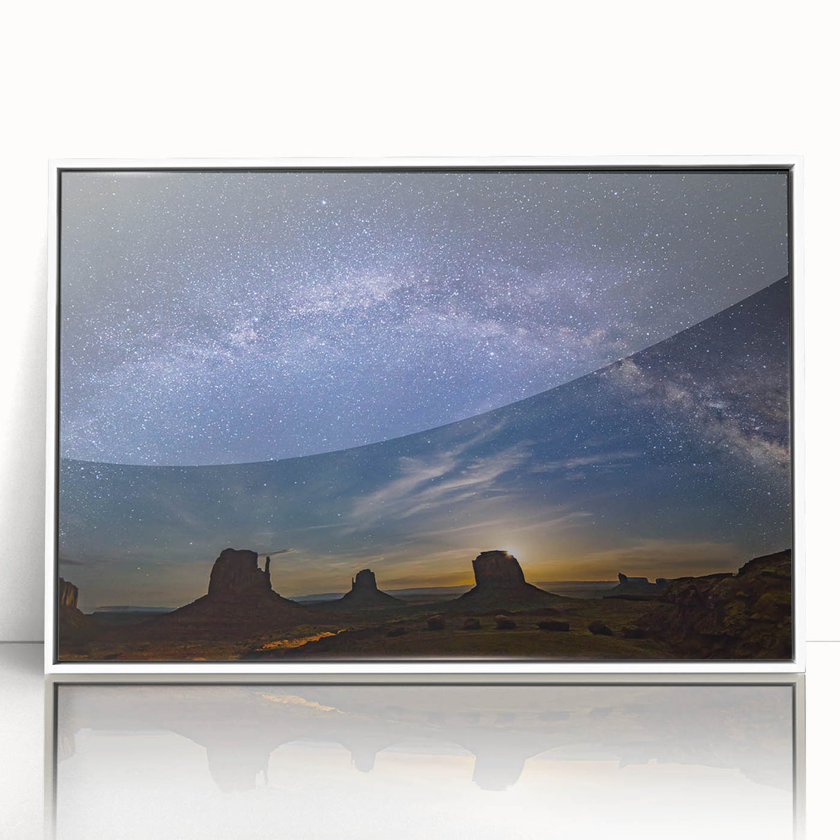 Milky Way Over Desert Monuments Art - Cosmic Night Sky Wall Decor
