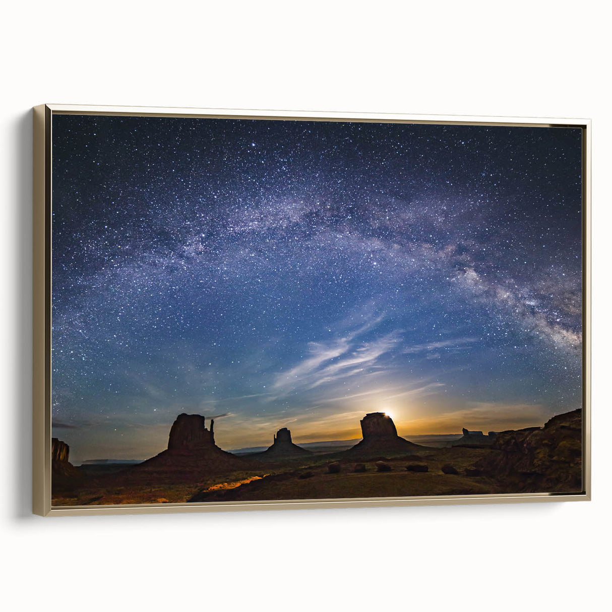 Milky Way Over Desert Monuments Art - Cosmic Night Sky Wall Decor