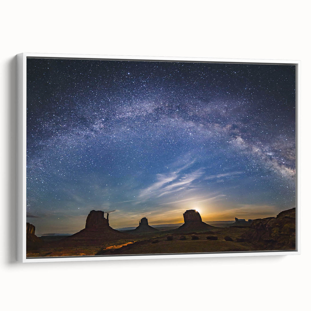 Milky Way Over Desert Monuments Art - Cosmic Night Sky Wall Decor
