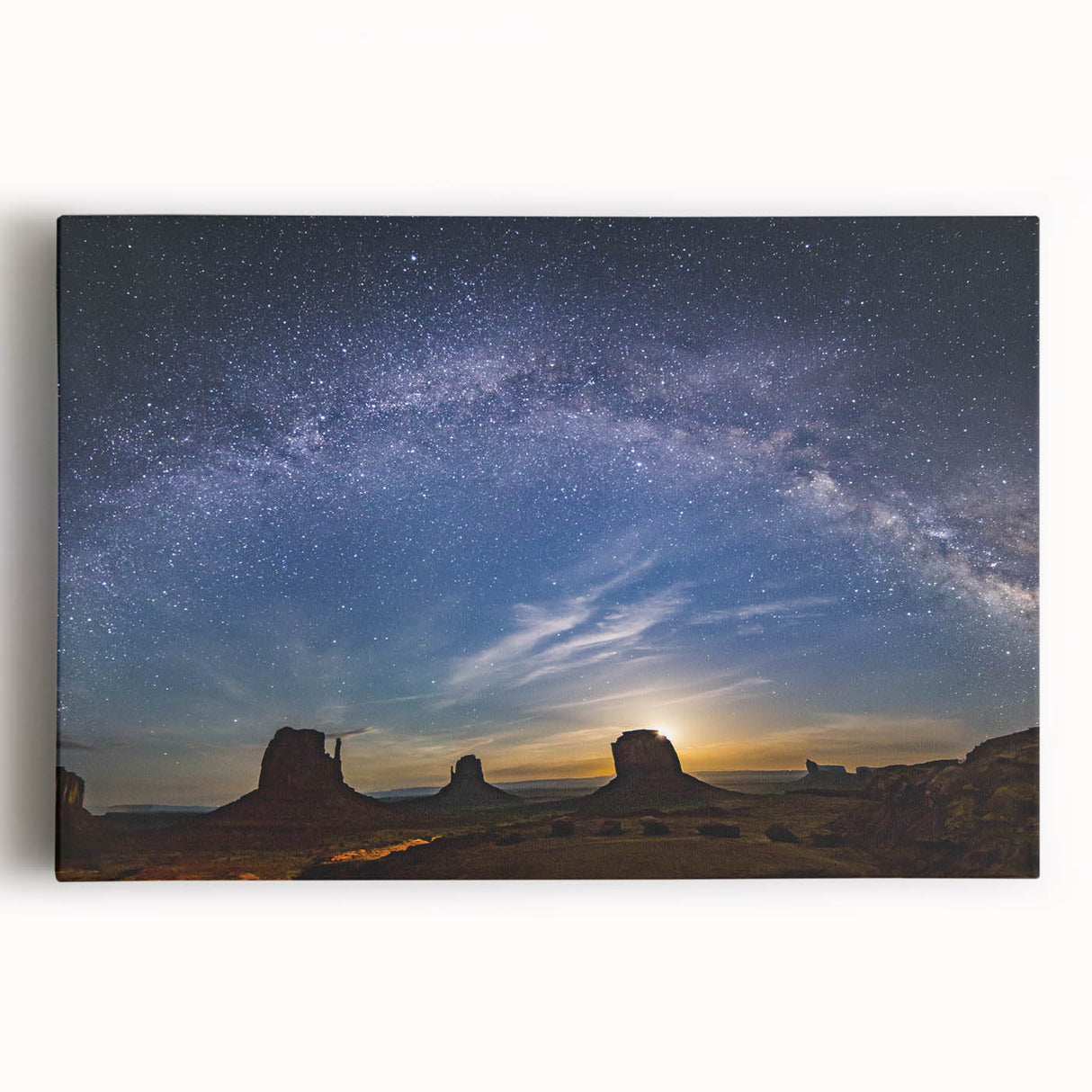 Milky Way Over Desert Monuments Art - Cosmic Night Sky Wall Decor
