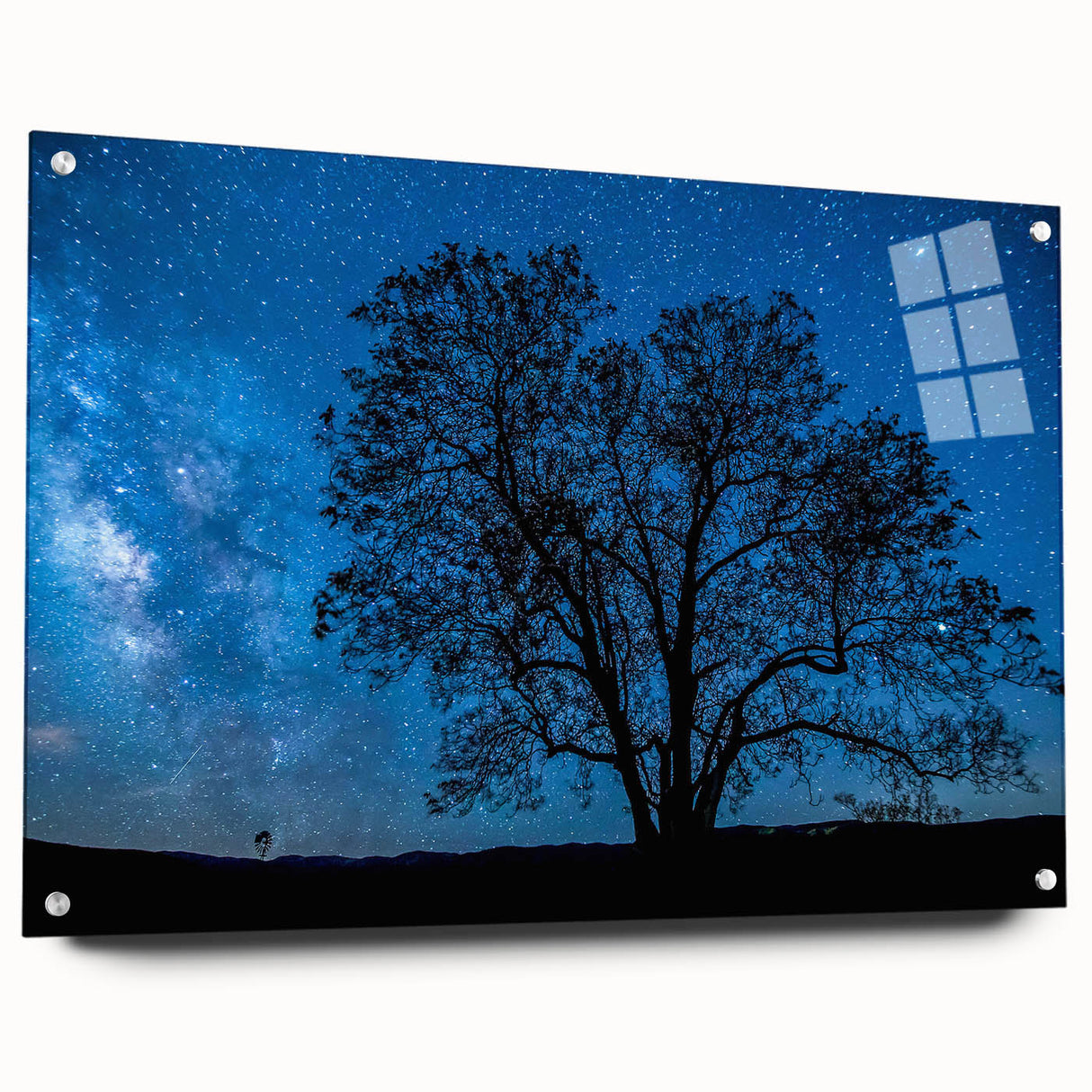 Starry Night Tree Silhouette Art - Cosmic Sky Wall Decor for Nature Lovers