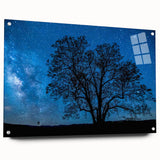 Starry Night Tree Silhouette Art - Cosmic Sky Wall Decor for Nature Lovers