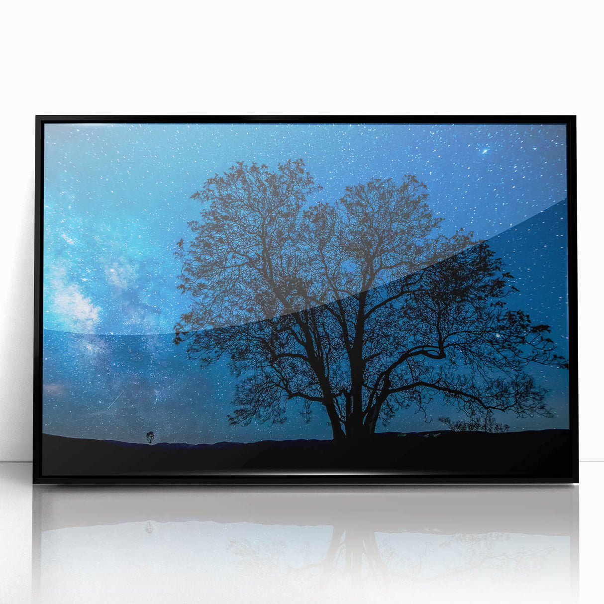 Starry Night Tree Silhouette Art - Cosmic Sky Wall Decor for Nature Lovers