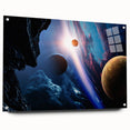 Planetary Sunrise and Moonscape Art - Cosmic Space Wall Decor