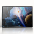 Planetary Sunrise and Moonscape Art - Cosmic Space Wall Decor