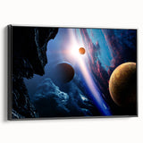 Planetary Sunrise and Moonscape Art - Cosmic Space Wall Decor