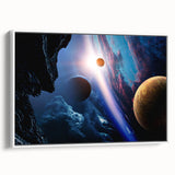 Planetary Sunrise and Moonscape Art - Cosmic Space Wall Decor