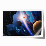 Planetary Sunrise and Moonscape Art - Cosmic Space Wall Decor