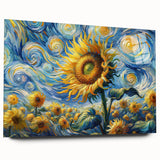 Swirling Sunflower Field – Dynamic Sun Wall Art on Canvas or Acrylic