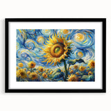 Swirling Sunflower Field – Dynamic Sun Wall Art on Canvas or Acrylic