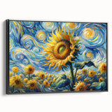 Swirling Sunflower Field – Dynamic Sun Wall Art on Canvas or Acrylic