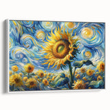 Swirling Sunflower Field – Dynamic Sun Wall Art on Canvas or Acrylic