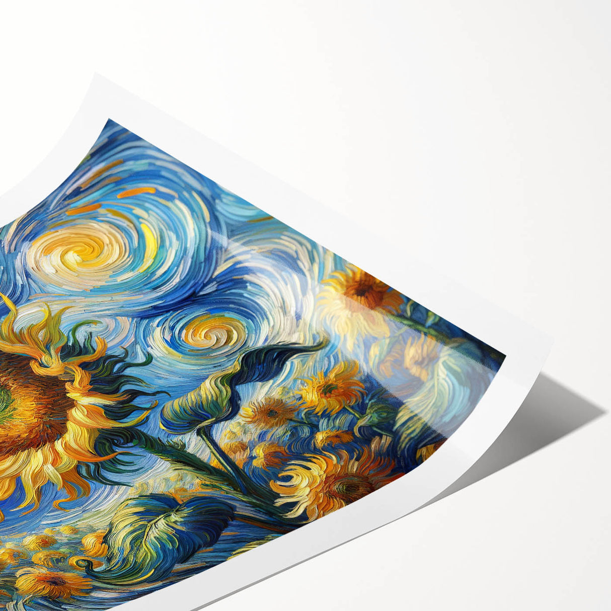 Swirling Sunflower Field – Dynamic Sun Wall Art on Canvas or Acrylic