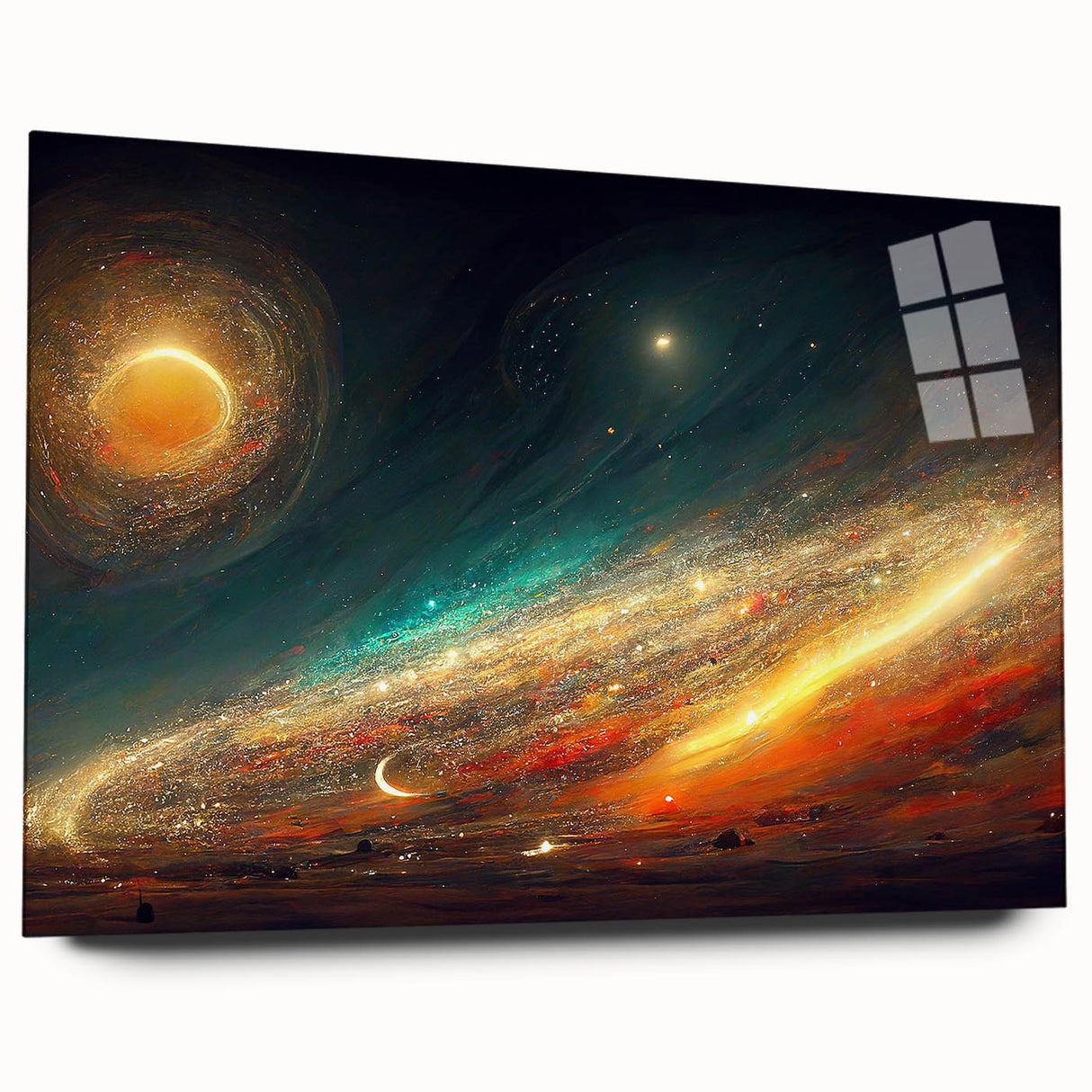 Cosmic Sun in Deep Space – Ethereal Sun Wall Art with Galaxy Elements