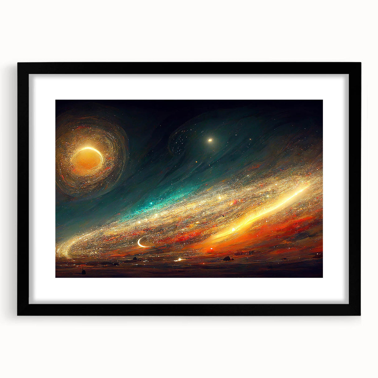 Cosmic Sun in Deep Space – Ethereal Sun Wall Art with Galaxy Elements