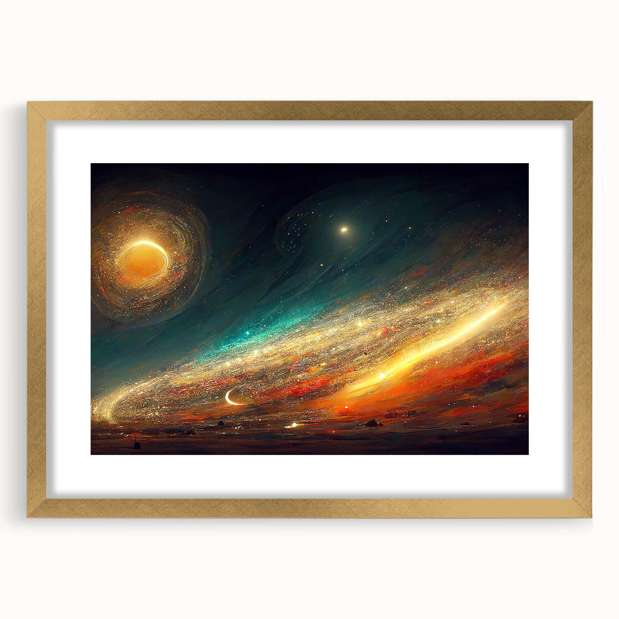 Cosmic Sun in Deep Space – Ethereal Sun Wall Art with Galaxy Elements
