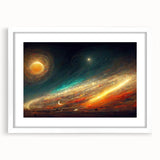 Cosmic Sun in Deep Space – Ethereal Sun Wall Art with Galaxy Elements