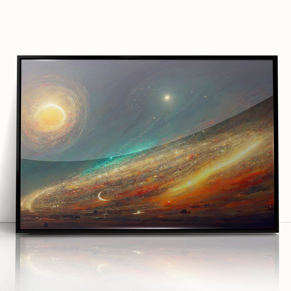 Cosmic Sun in Deep Space – Ethereal Sun Wall Art with Galaxy Elements
