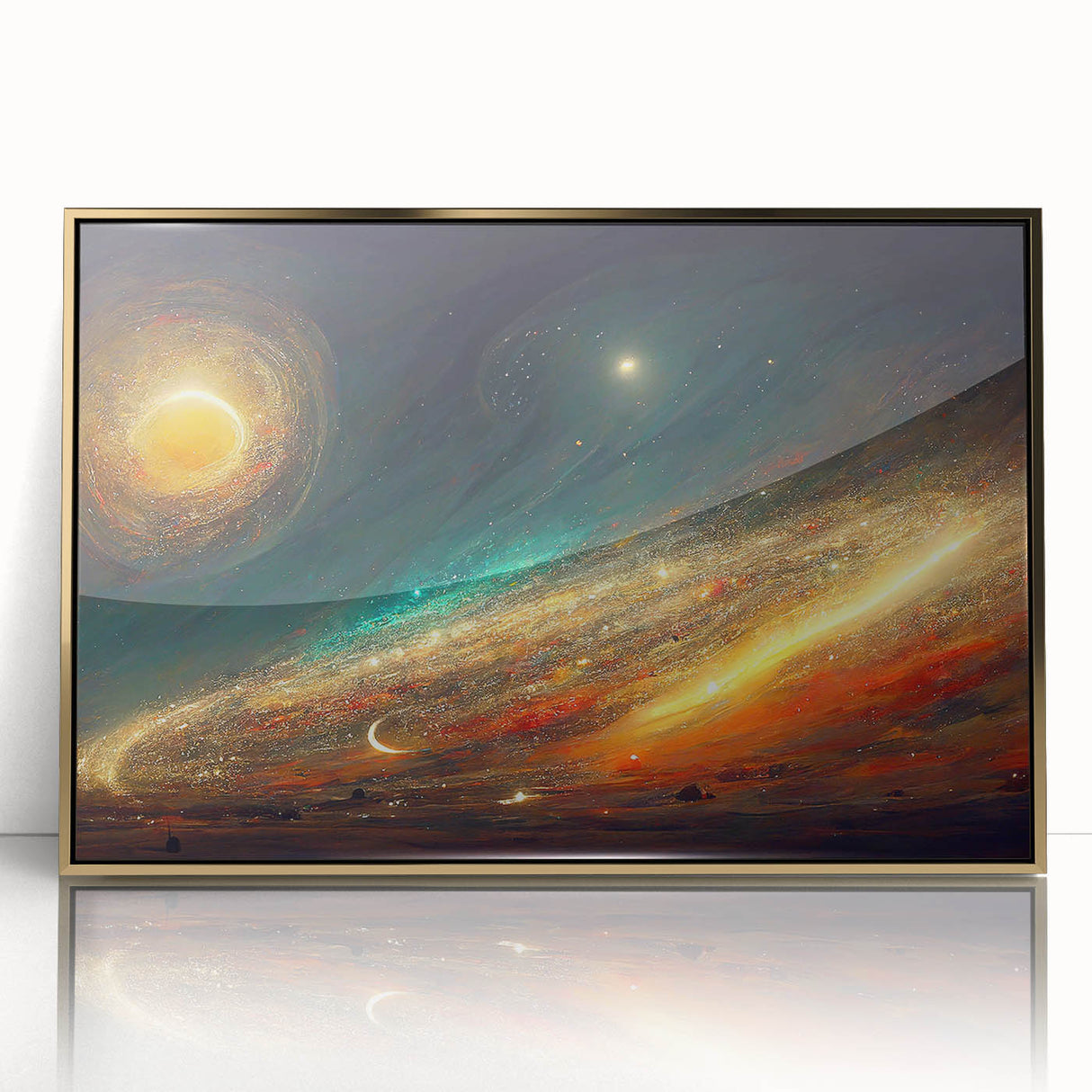 Cosmic Sun in Deep Space – Ethereal Sun Wall Art with Galaxy Elements