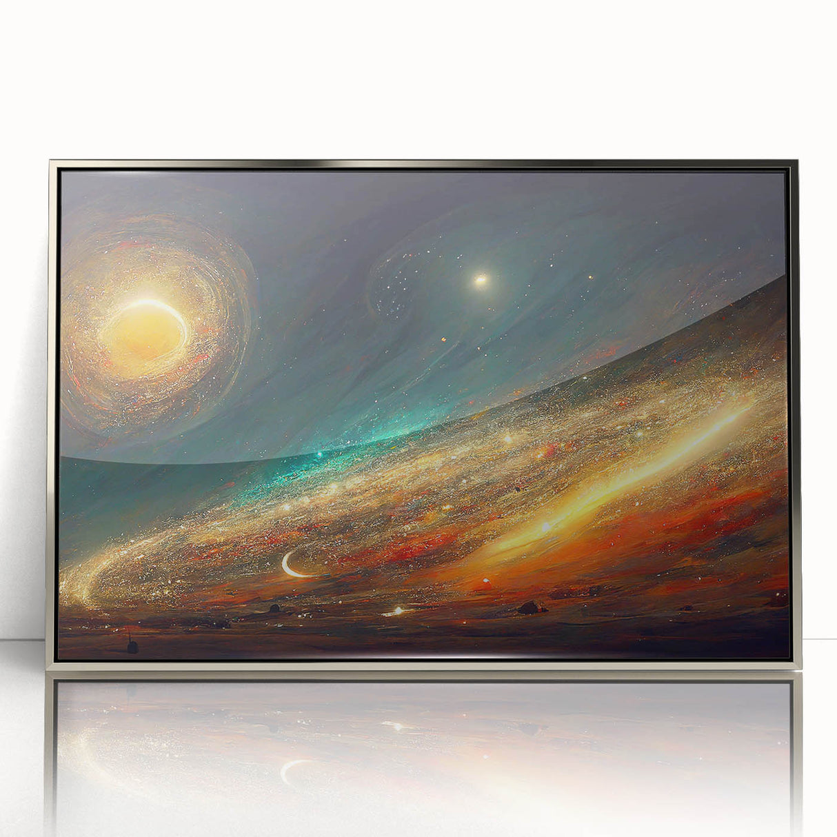 Cosmic Sun in Deep Space – Ethereal Sun Wall Art with Galaxy Elements