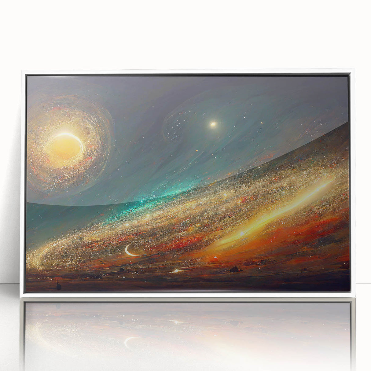 Cosmic Sun in Deep Space – Ethereal Sun Wall Art with Galaxy Elements