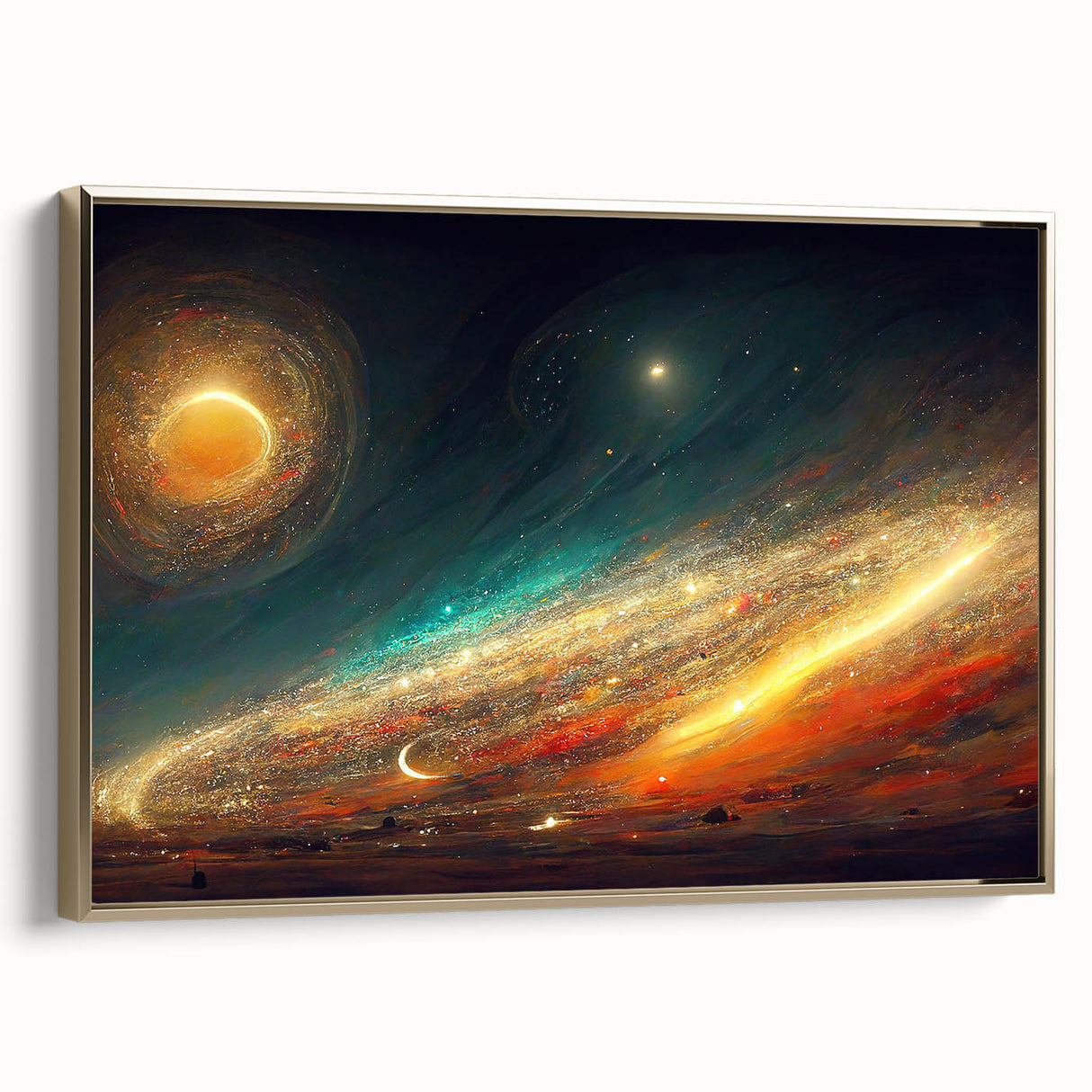 Cosmic Sun in Deep Space – Ethereal Sun Wall Art with Galaxy Elements
