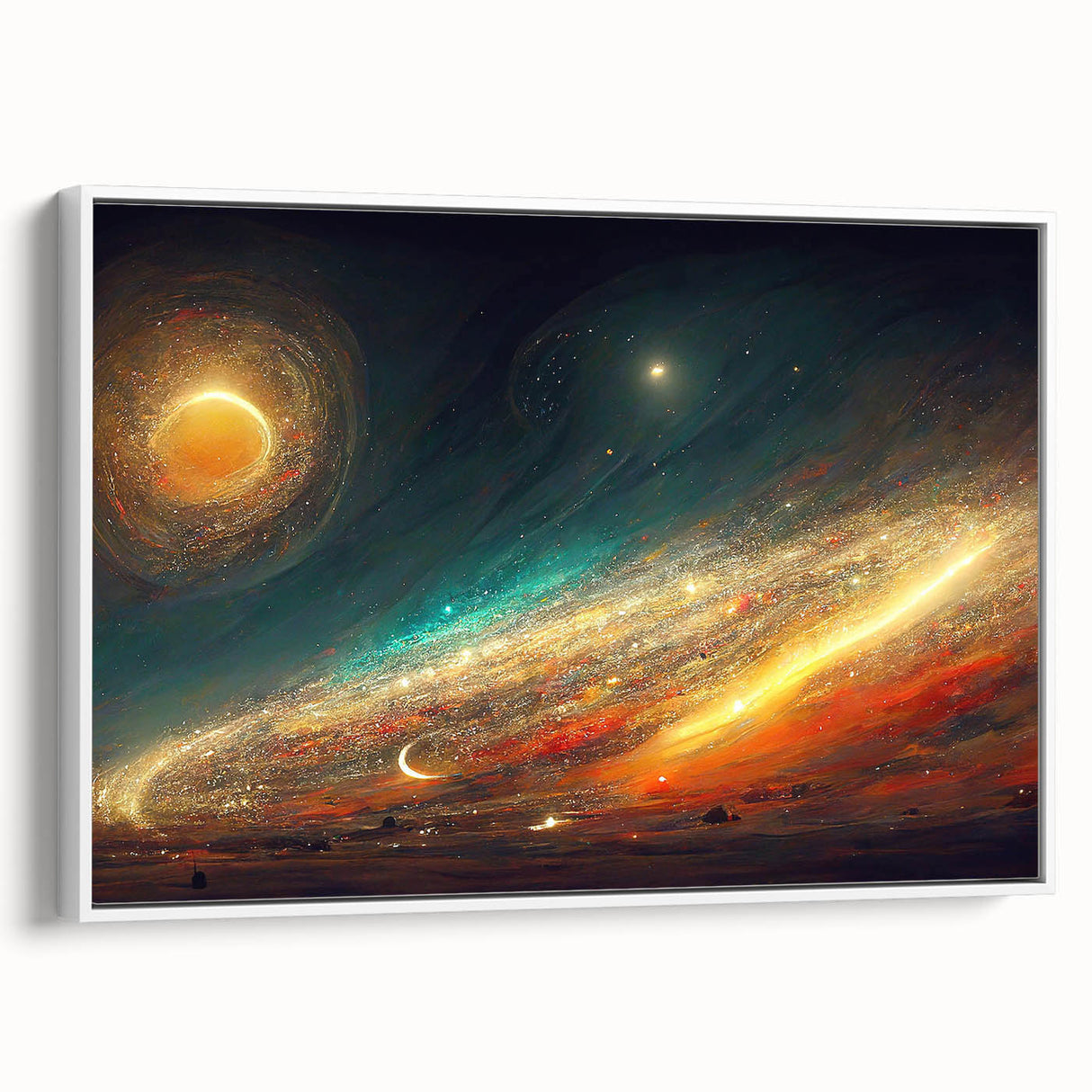 Cosmic Sun in Deep Space – Ethereal Sun Wall Art with Galaxy Elements