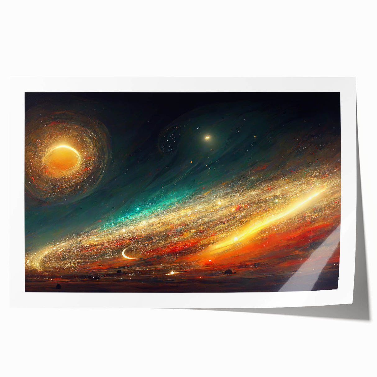 Cosmic Sun in Deep Space – Ethereal Sun Wall Art with Galaxy Elements
