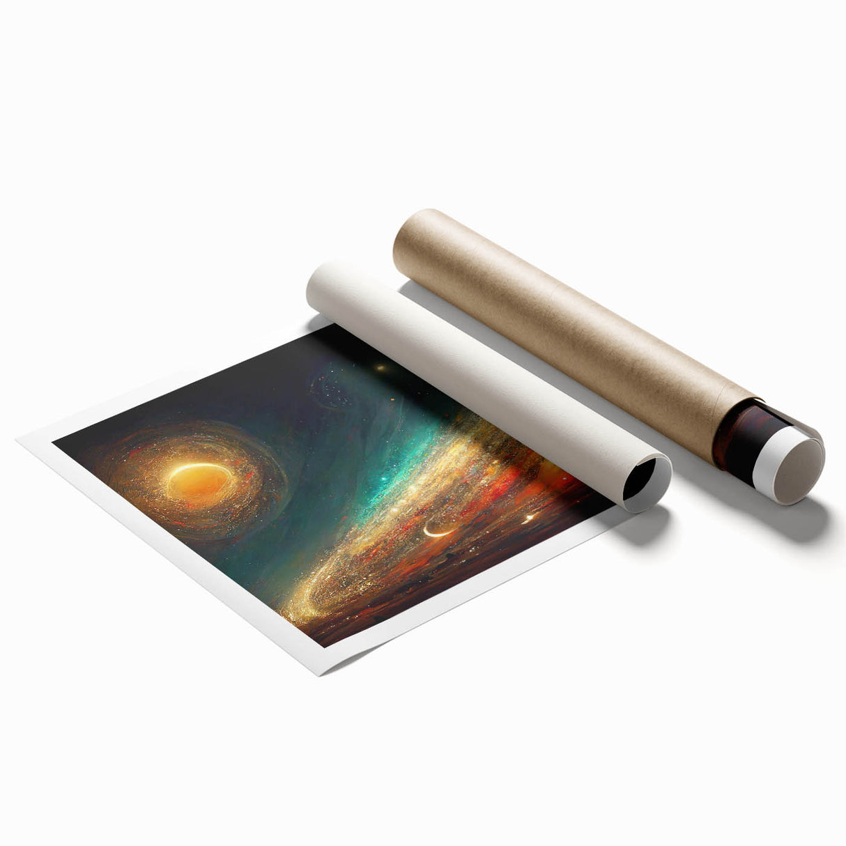 Cosmic Sun in Deep Space – Ethereal Sun Wall Art with Galaxy Elements
