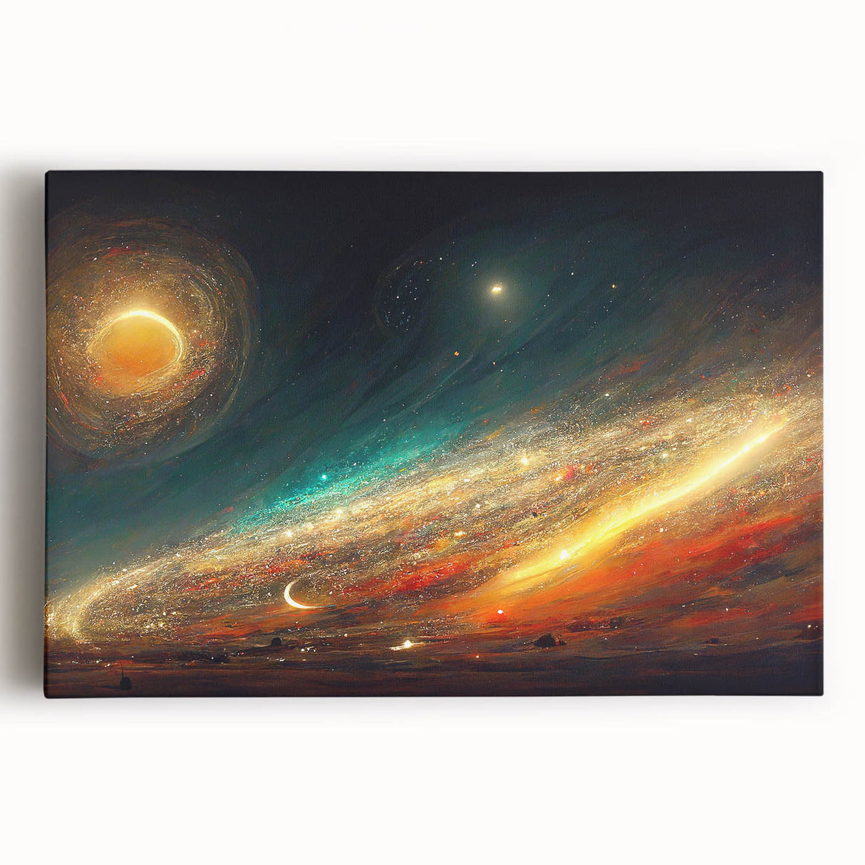 Cosmic Sun in Deep Space – Ethereal Sun Wall Art with Galaxy Elements