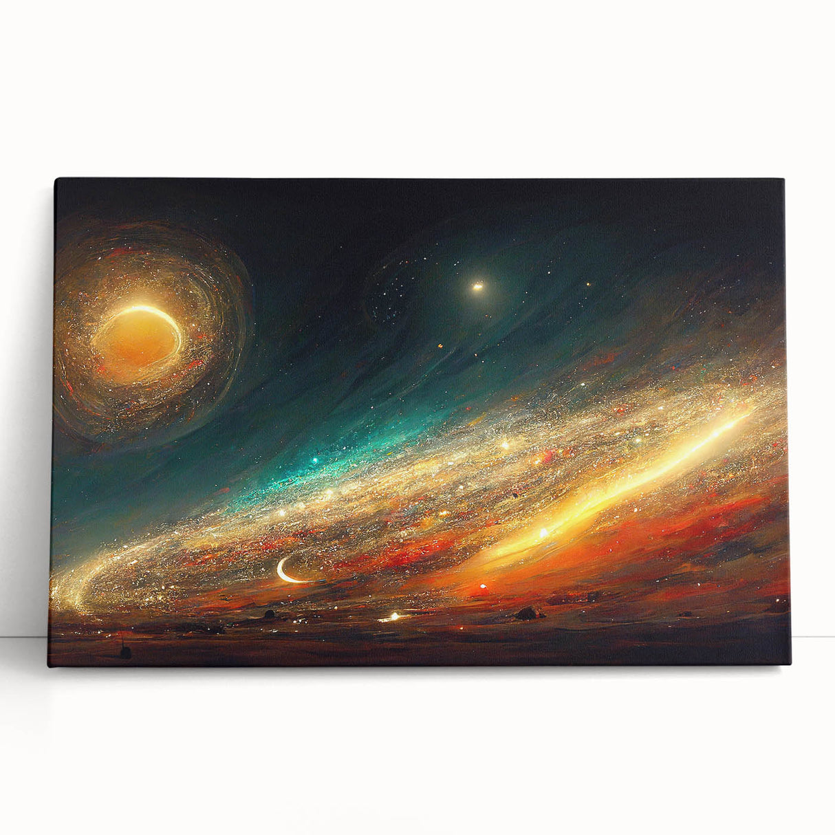 Cosmic Sun in Deep Space – Ethereal Sun Wall Art with Galaxy Elements