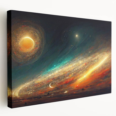 Cosmic Sun in Deep Space – Ethereal Sun Wall Art with Galaxy Elements