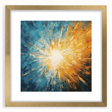 Radiant Sunburst Abstract – Dynamic Sun Wall Art with Blue and Gold