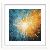 Radiant Sunburst Abstract – Dynamic Sun Wall Art with Blue and Gold