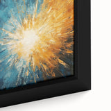 Radiant Sunburst Abstract – Dynamic Sun Wall Art with Blue and Gold