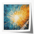 Radiant Sunburst Abstract – Dynamic Sun Wall Art with Blue and Gold