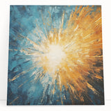 Radiant Sunburst Abstract – Dynamic Sun Wall Art with Blue and Gold