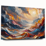 Abstract Sun and Landscape – Bold Sun Wall Art with Dynamic Waves