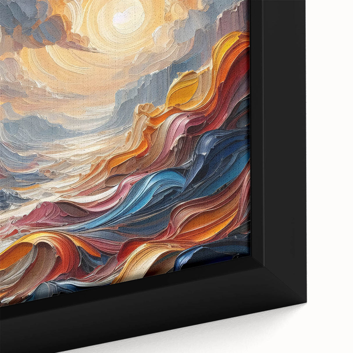 Abstract Sun and Landscape – Bold Sun Wall Art with Dynamic Waves