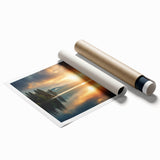 Serene Sunset Over Lake – Peaceful Sun Wall Art with Forest Reflections