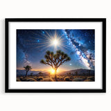 Desert Night Sky and Sun – Cosmic Sun Wall Art with Milky Way View