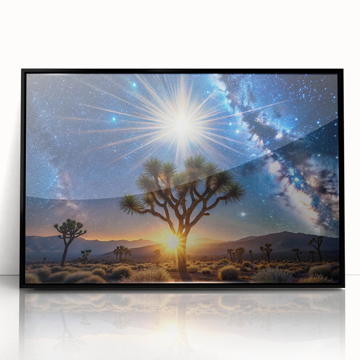 Desert Night Sky and Sun – Cosmic Sun Wall Art with Milky Way View
