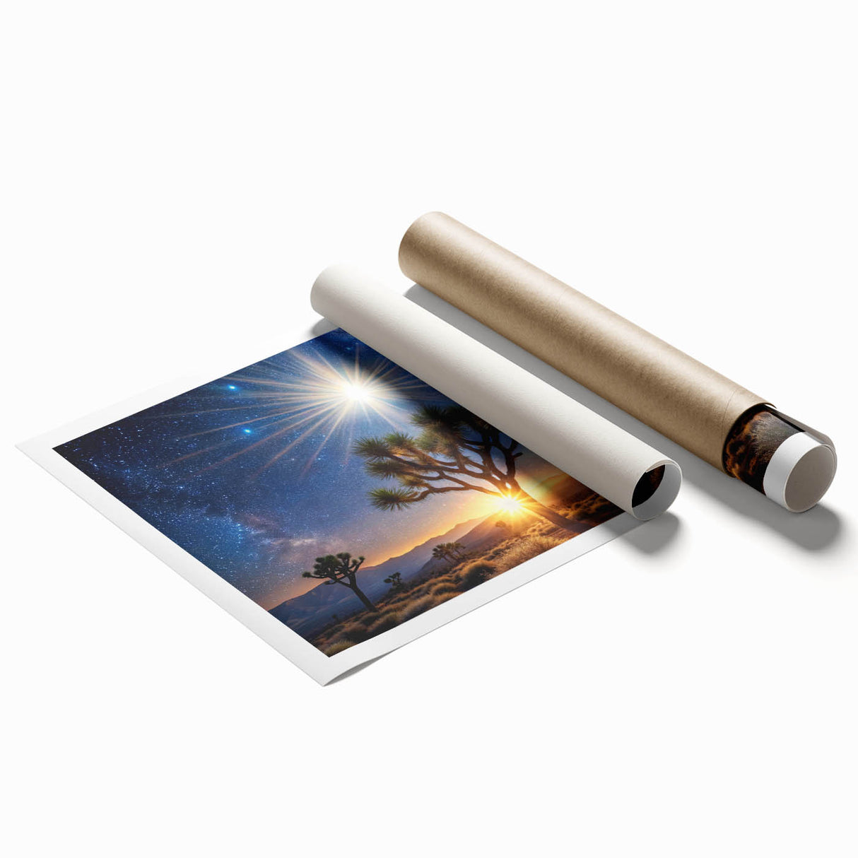 Desert Night Sky and Sun – Cosmic Sun Wall Art with Milky Way View