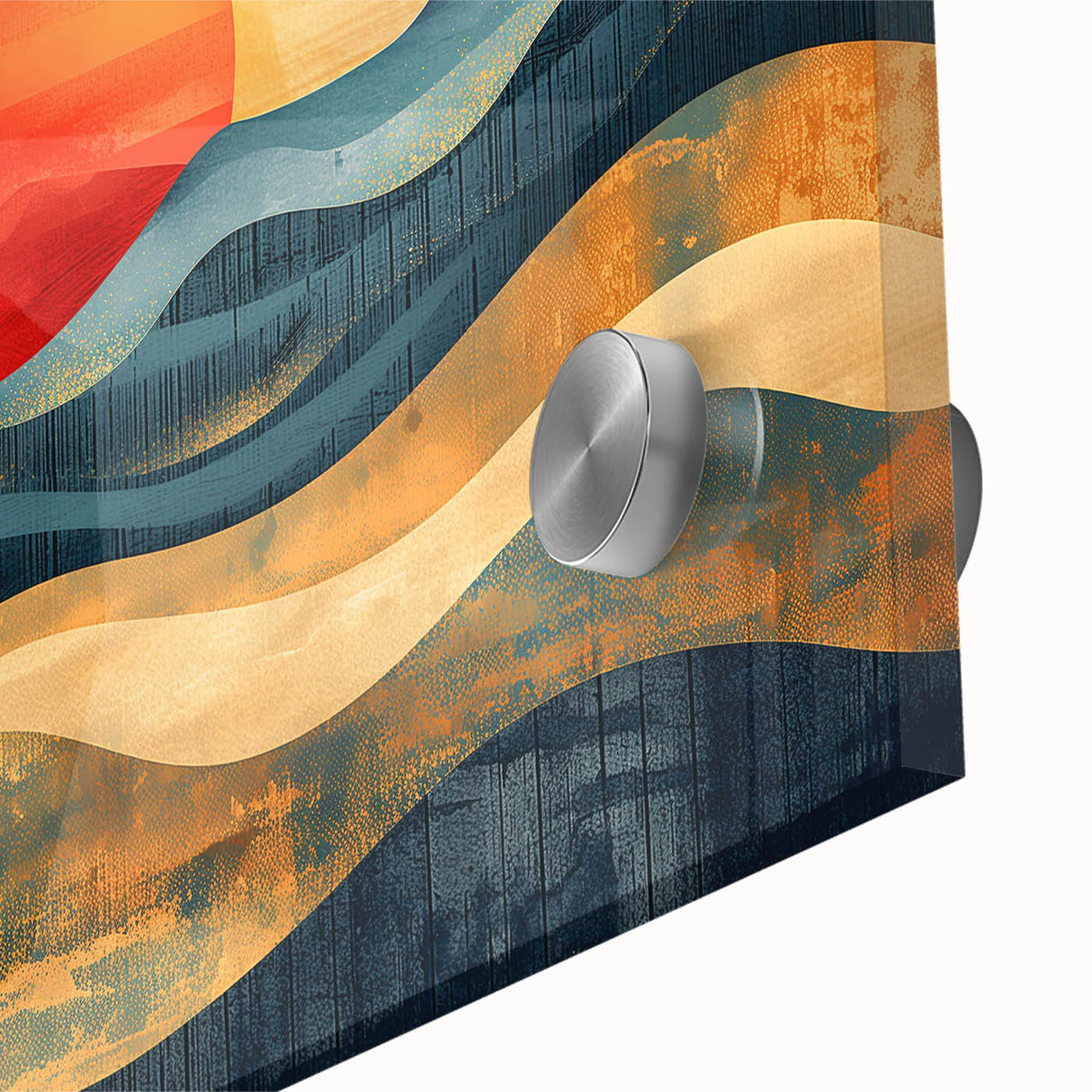 Abstract Red Sun and Waves – Modern Sun Wall Art with Bold Colors