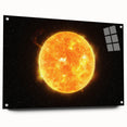 Detailed Sun in Space – Fiery Sun Wall Art with Solar Flares and Stars