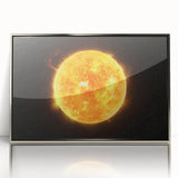 Detailed Sun in Space – Fiery Sun Wall Art with Solar Flares and Stars