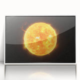 Detailed Sun in Space – Fiery Sun Wall Art with Solar Flares and Stars