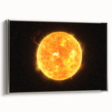 Detailed Sun in Space – Fiery Sun Wall Art with Solar Flares and Stars